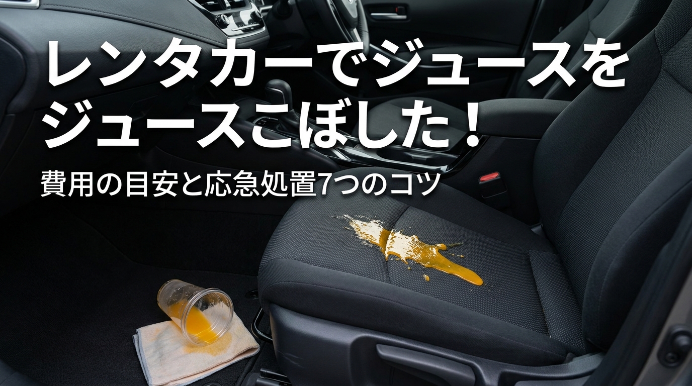 レンタカーでジュースをこぼした!費用の目安と応急処置7つのコツ